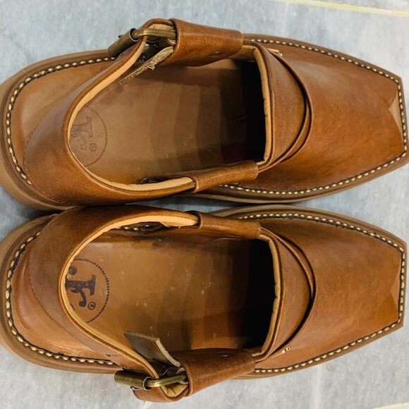 Pure Leather Handmade Footwear, Handcrafted Shine Brown Peshawari Chappal main image 5